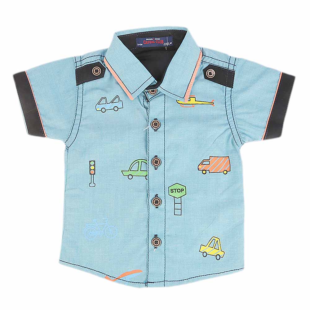 Newborn Half Sleeves Printed Shirt - Blue, Kids, NB Boys Shirts And T-Shirts, Chase Value, Chase Value