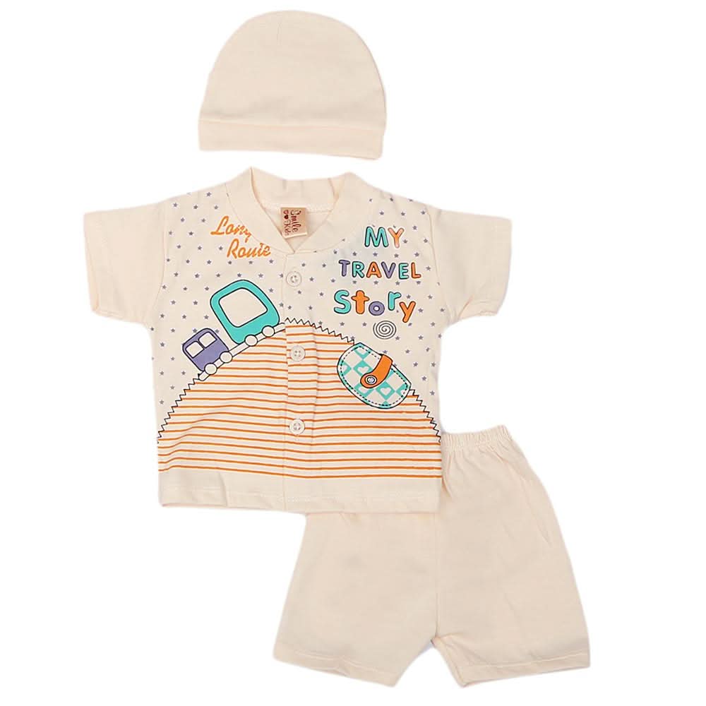 Newborn Boys Suits 3 Pcs - Peach, Kids, NB Boys Sets And Suits, Chase Value, Chase Value