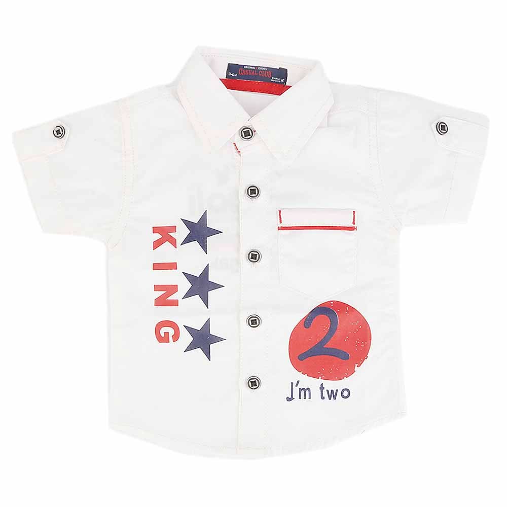 Newborn Half Sleeves Printed Shirt - White, Kids, NB Boys Shirts And T-Shirts, Chase Value, Chase Value
