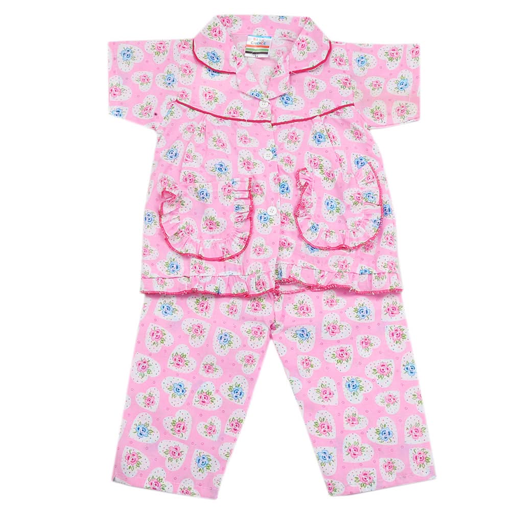 Girls Half Sleeves Sleeping Suits - Pink, Kids, Girls Sets And Suits, Chase Value, Chase Value