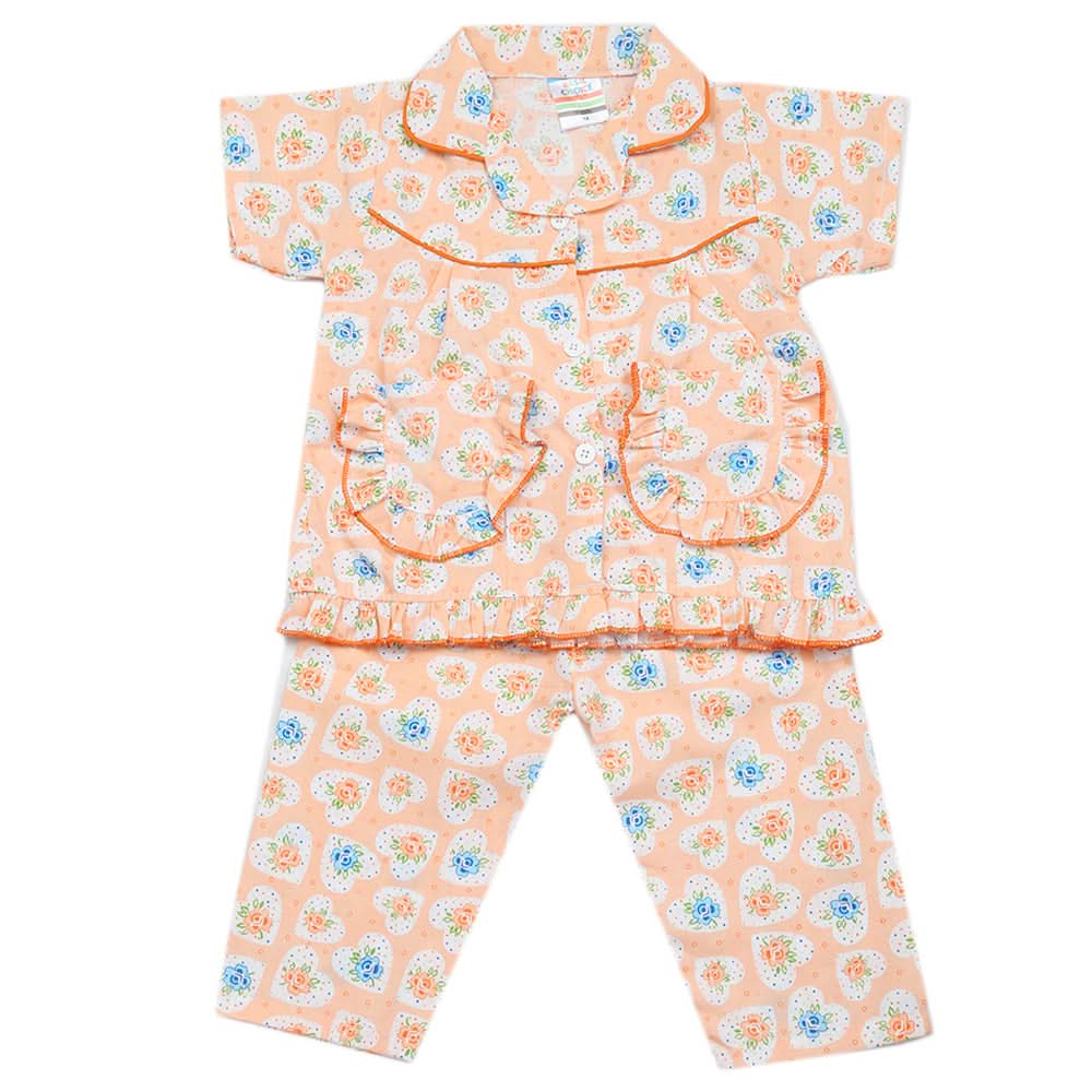 Girls Half Sleeves Sleeping Suits - Peach, Kids, Girls Sets And Suits, Chase Value, Chase Value