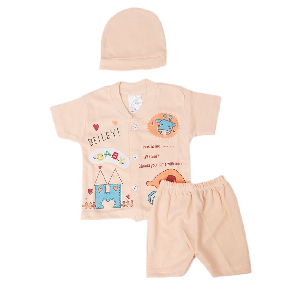 Newborn Boys Half Sleeves Suit - Peach, Kids, New Born Boys Sets And Suits, Chase Value, Chase Value