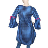 Women's Embroidered Checkered Kurti - R/Blue, Women, Ready Kurtis, Chase Value, Chase Value