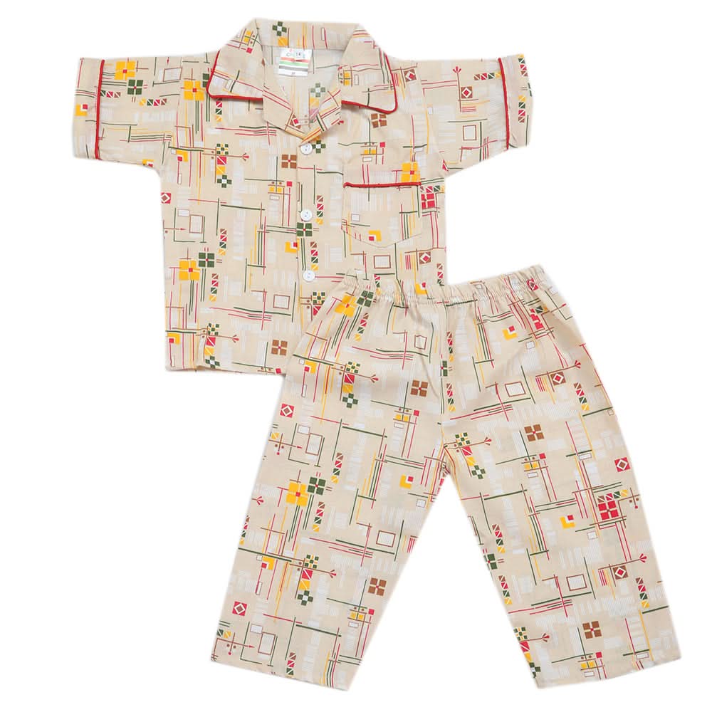 Boys Half Sleeves Sleeping Suits - Cream, Kids, Boys Sets And Suits, Chase Value, Chase Value