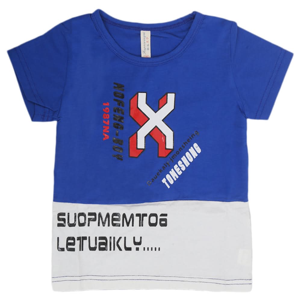 Boys Round Neck Half Sleeves T-Shirt - Royal Blue, Kids, Boys T-Shirts, Chase Value, Chase Value