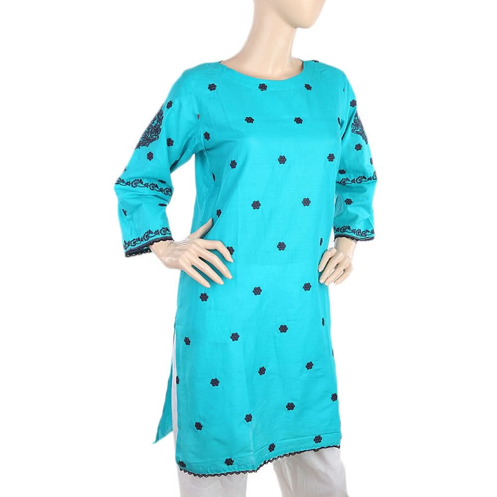 Women's Embroidered Kurti With Lace - Sea Green, Women, Ready Kurtis, Chase Value, Chase Value