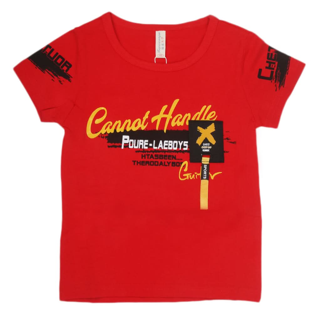 Boys Round Neck Half Sleeves T-Shirt - Red, Kids, Boys T-Shirts, Chase Value, Chase Value