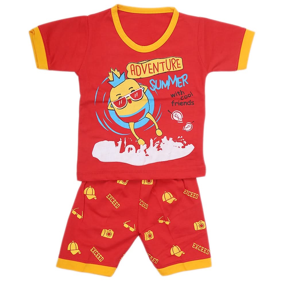 Boys Half Sleeves Suit - Red, Kids, NB Boys Sets And Suits, Chase Value, Chase Value