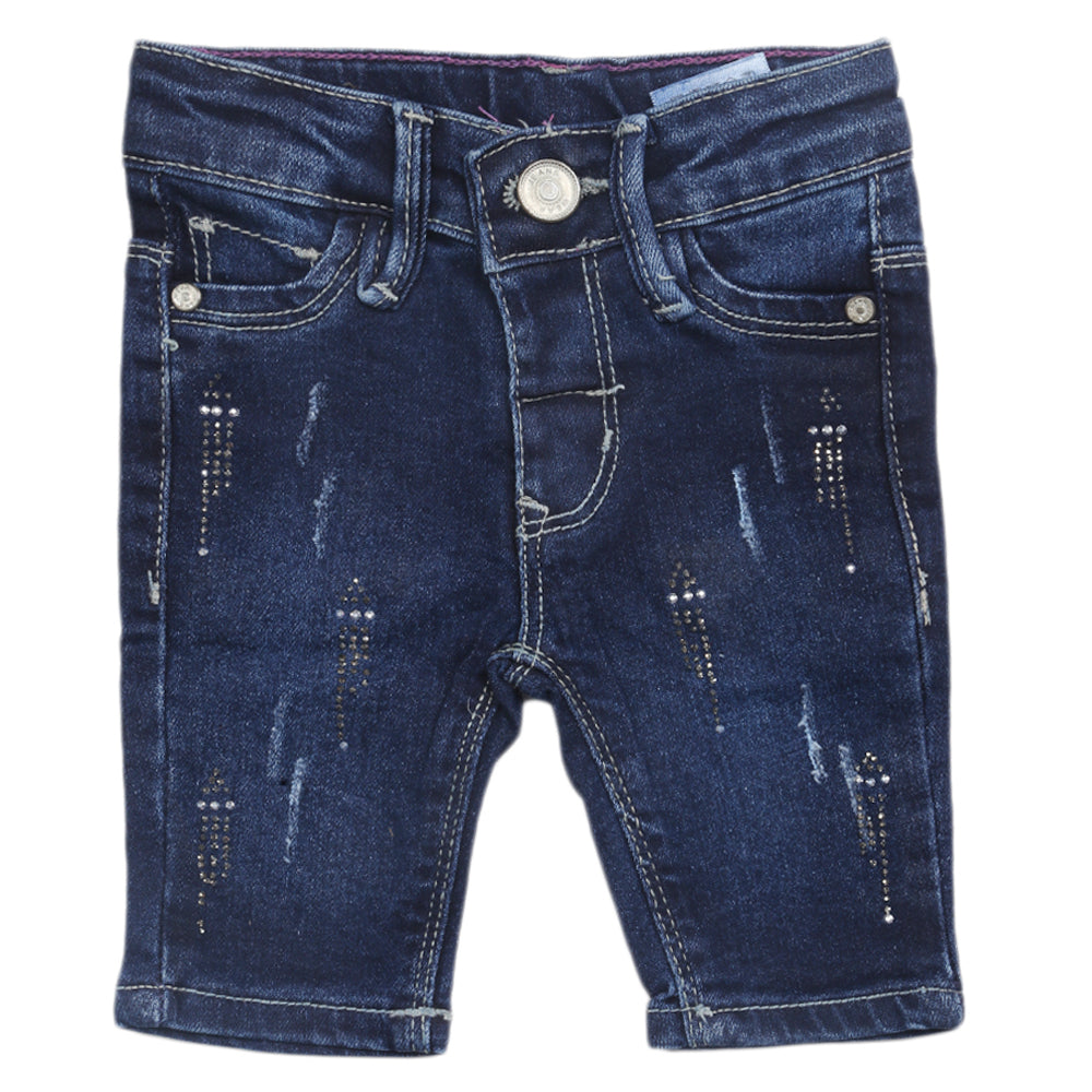 Newborns Girls Denim Pant - Dark Blue, Kids, Newborn Girls Shorts Skirts And Pants, Chase Value, Chase Value