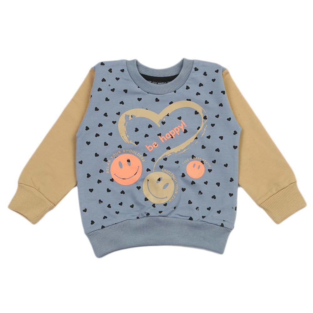 Girls Full Sleeves T-Shirt - Steel Blue, Girls T-Shirts, Chase Value, Chase Value