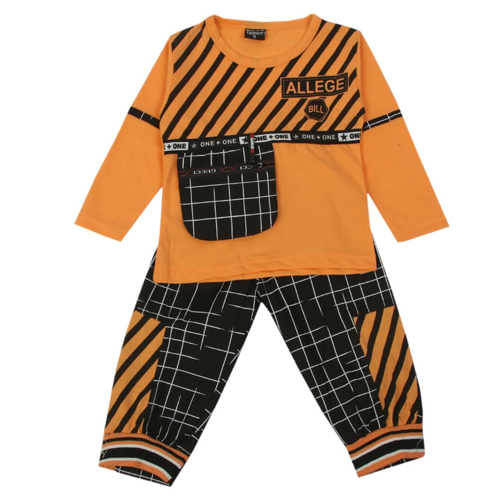 Boys 3Pcs Full Sleeves Suit - Peach, Boys Sets & Suits, Chase Value, Chase Value