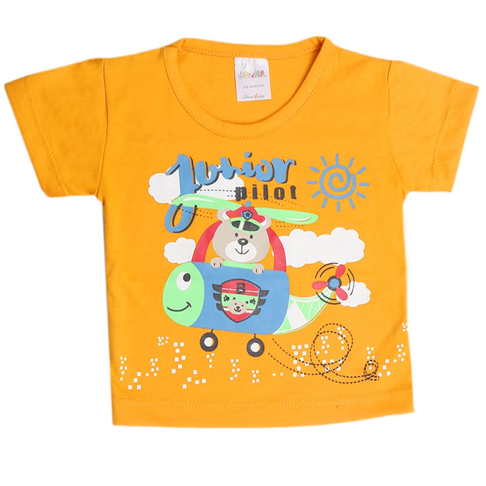 Newborn Boys Half Sleeves T-Shirt - Mustard, Kids, Newborn Boys Shirts And T-Shirts, Chase Value, Chase Value