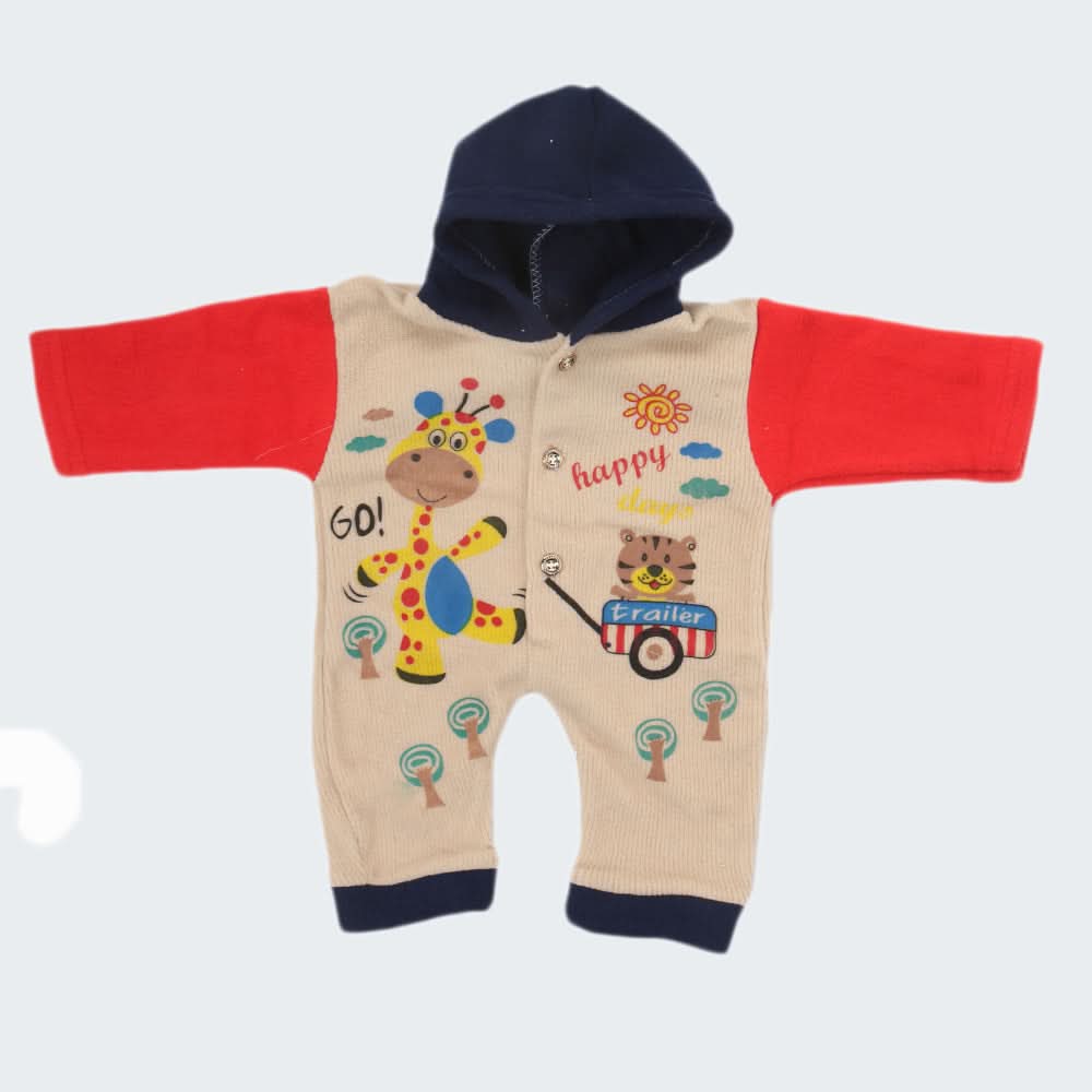 Newborn Boy Full Sleeves Polar Romper 4502 - Beige, Kids, NB Boys Rompers, Chase Value, Chase Value