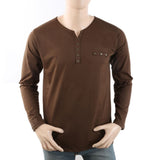 Men's Full Sleeves Y-Studs T-Shirt - Coffee, Men, T-Shirts And Polos, Chase Value, Chase Value