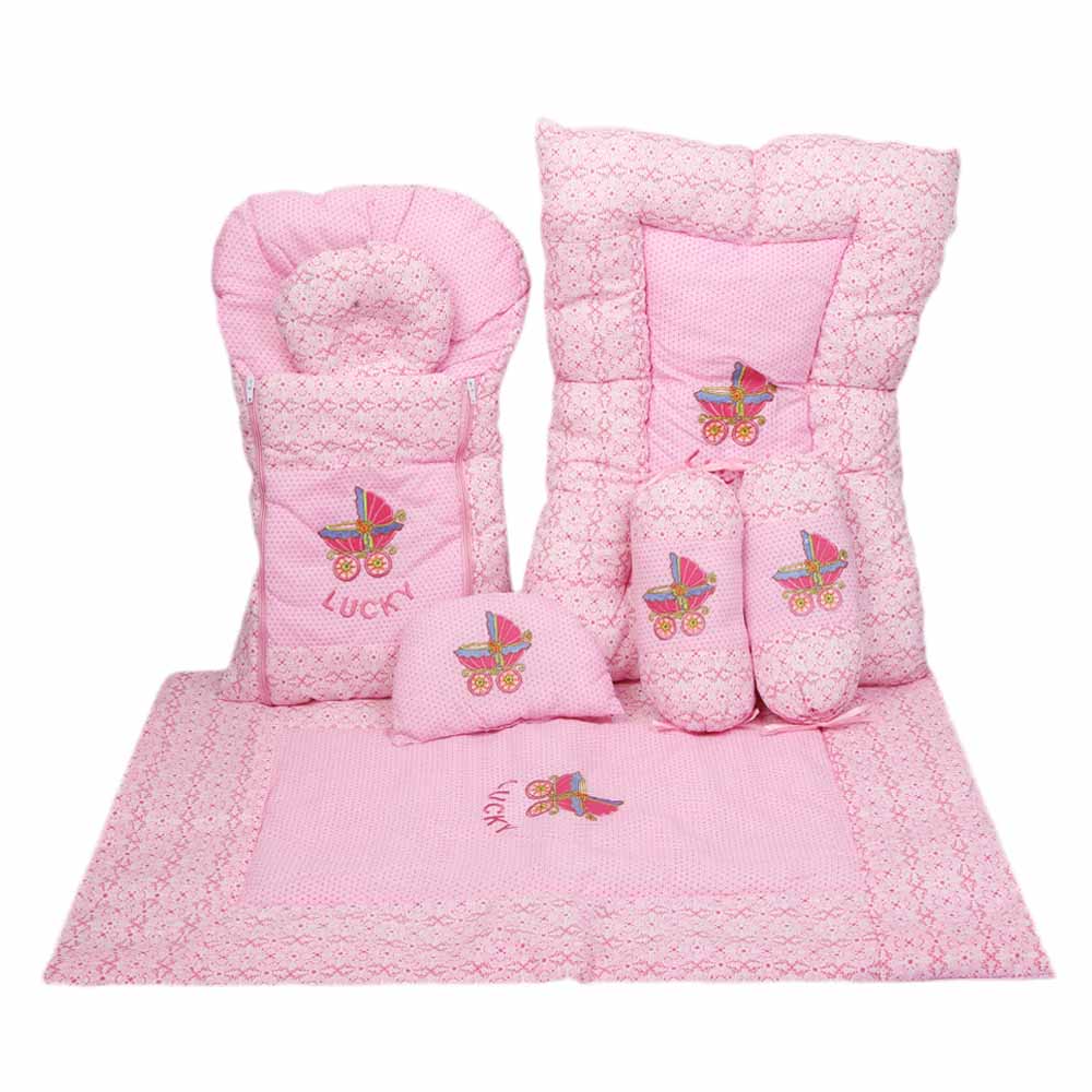 Newborn Sleeping Bag 7 Pcs Set Embroidered - Pink, Kids, Sleeping Bags, Chase Value, Chase Value