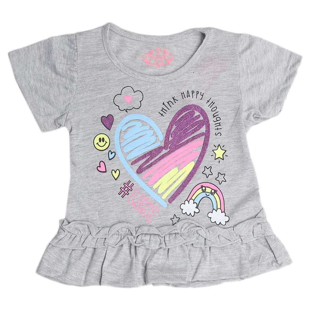 Girls Half Sleeves T-Shirts - Grey, Kids, Girls T-Shirts, Chase Value, Chase Value