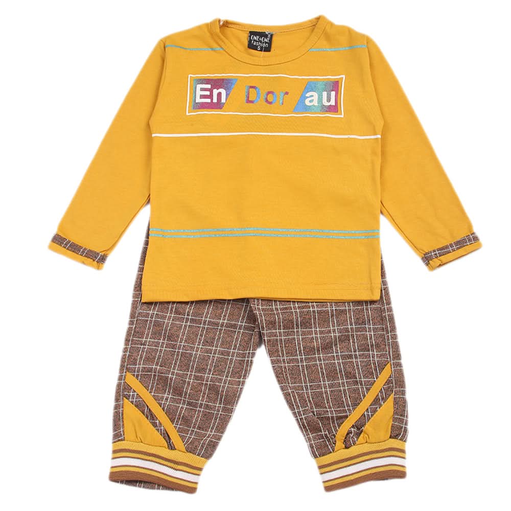 Boys 3Pcs Full Sleeves Suit - Mustard, Boys Sets & Suits, Chase Value, Chase Value