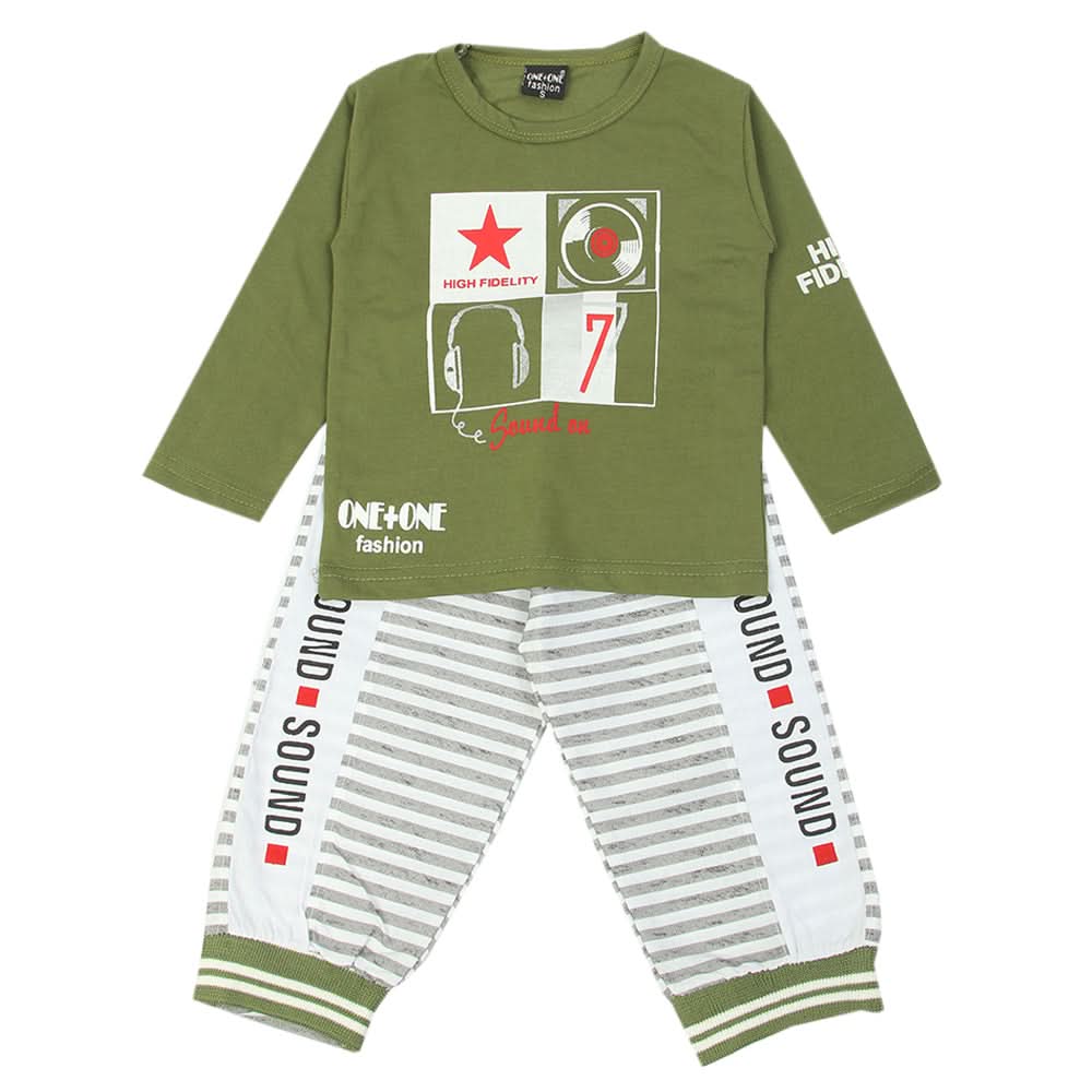 Boys 3Pcs Full Sleeves Suit - Green, Boys Sets & Suits, Chase Value, Chase Value