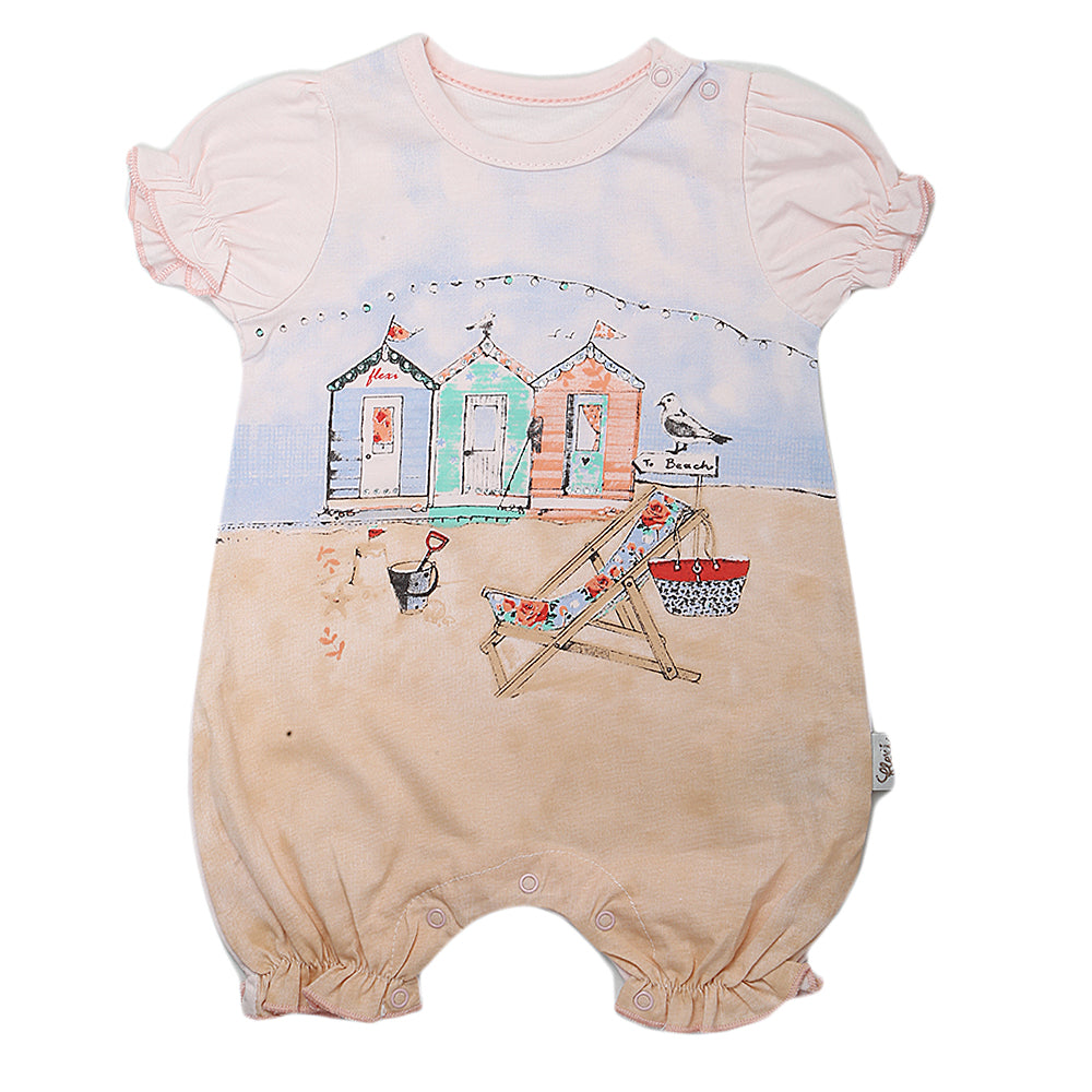 Newborn Girls Half Sleeves Romper - Light Pink, Kids, Newborn Girls Rompers, Chase Value, Chase Value