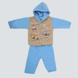 Newborn Boy Full Sleeves Polar Hoodie Suit - Blue, Kids, NB Boys Sets And Suits, Chase Value, Chase Value