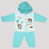 Newborn Boy Full Sleeves Polar Hooded Suit 1471 - Cyan, Kids, NB Boys Sets And Suits, Chase Value, Chase Value