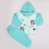 Newborn Boy Full Sleeves Polar Hooded Suit 1855 - Cyan, Kids, NB Boys Sets And Suits, Chase Value, Chase Value