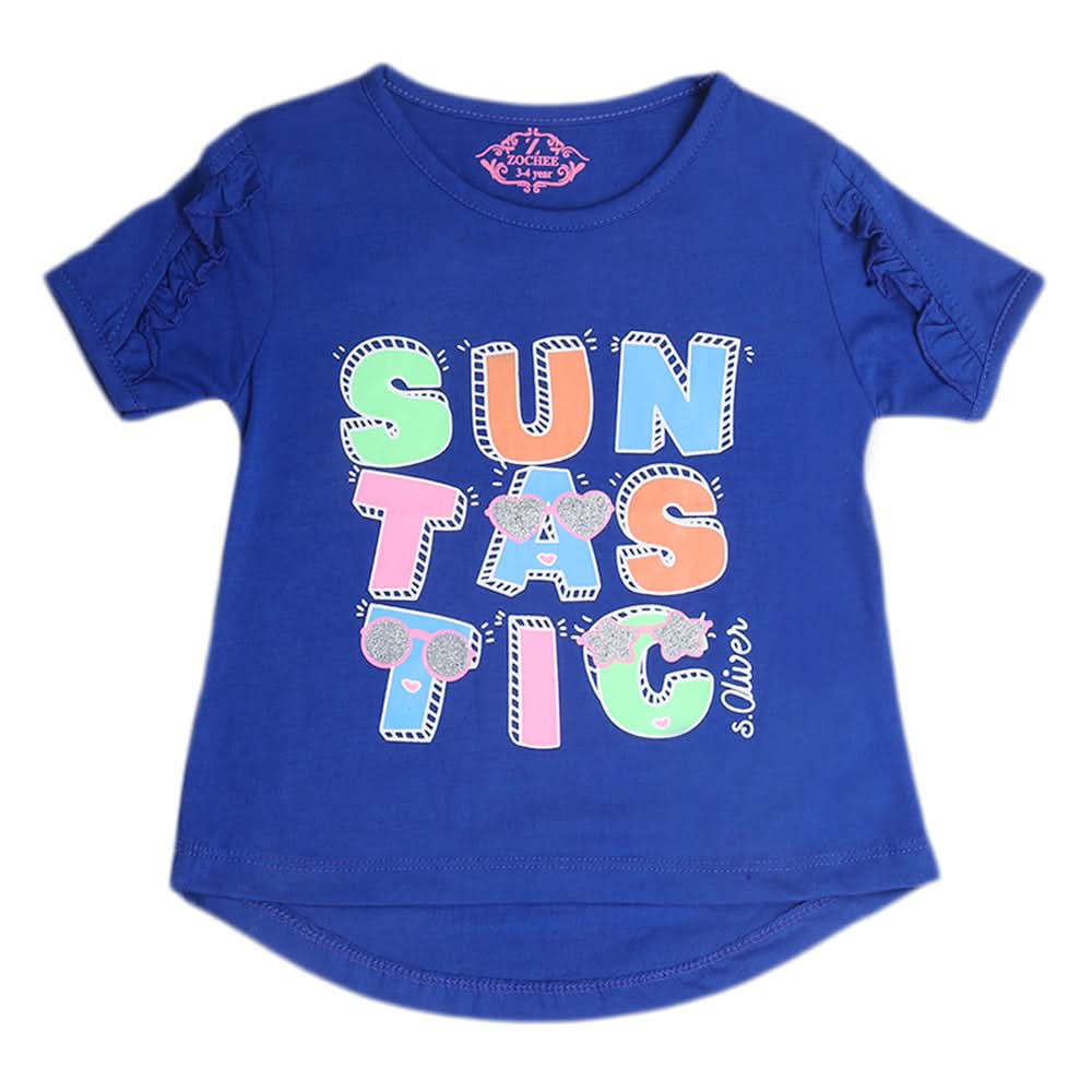 Girls Half Sleeves T-Shirt - Blue, Kids, Girls T-Shirts, Chase Value, Chase Value