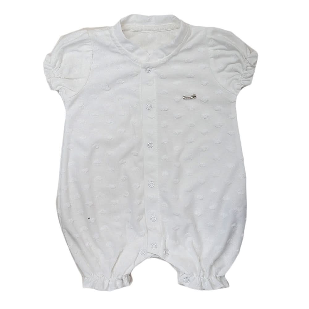 Newborn Girls Half Sleeves Romper - White, Kids, Newborn Girls Rompers, Chase Value, Chase Value