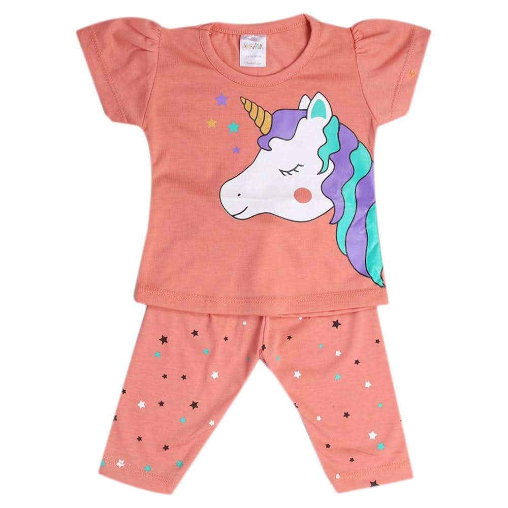 Newborn Girls Half Sleeves Suit - Peach, Kids, Newborn Girls Sets And Suits, Chase Value, Chase Value