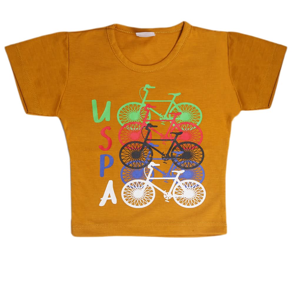 Newborn Boys Half Sleeves T-Shirt - Mustard, Kids, Newborn Boys Shirts And T-Shirts, Chase Value, Chase Value