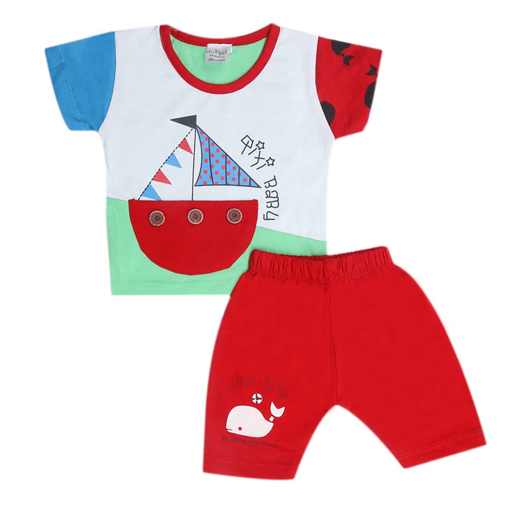 Newborn Boys Half Sleeves Suit - Maroon, Kids, New Born Boys Sets And Suits, Chase Value, Chase Value