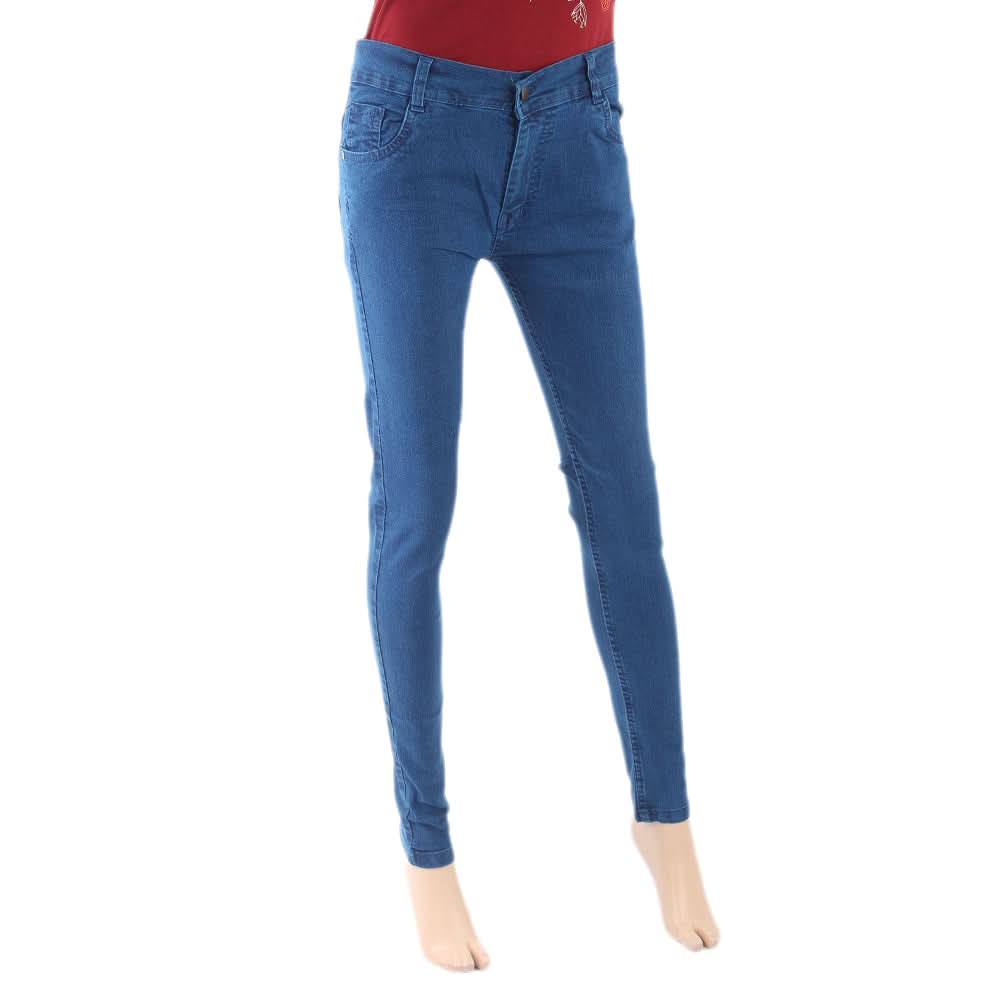 Women's Denim Pant - Mid Blue, Women, Pants & Tights, Chase Value, Chase Value