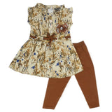 Girls Sleeve Less 2 Pcs Suit - Brown, Kids, Girls Sets And Suits, Chase Value, Chase Value