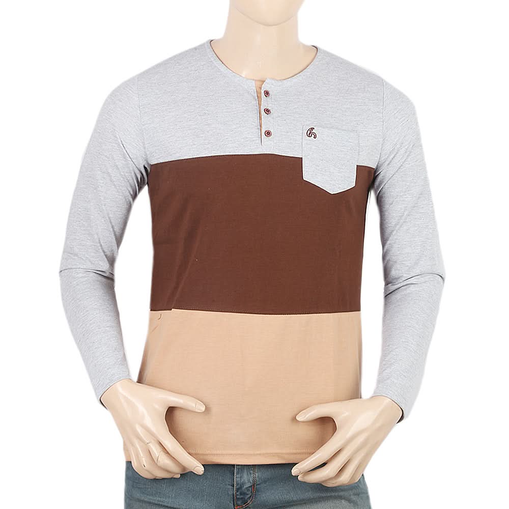 Men's Full Sleeves T-Shirt - Grey, Men, T-Shirts And Polos, Chase Value, Chase Value