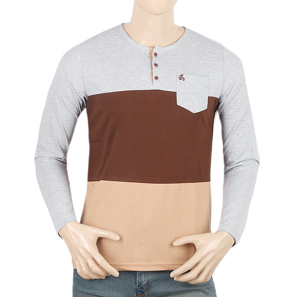 Men's Full Sleeves T-Shirt - Grey, Men, T-Shirts And Polos, Chase Value, Chase Value