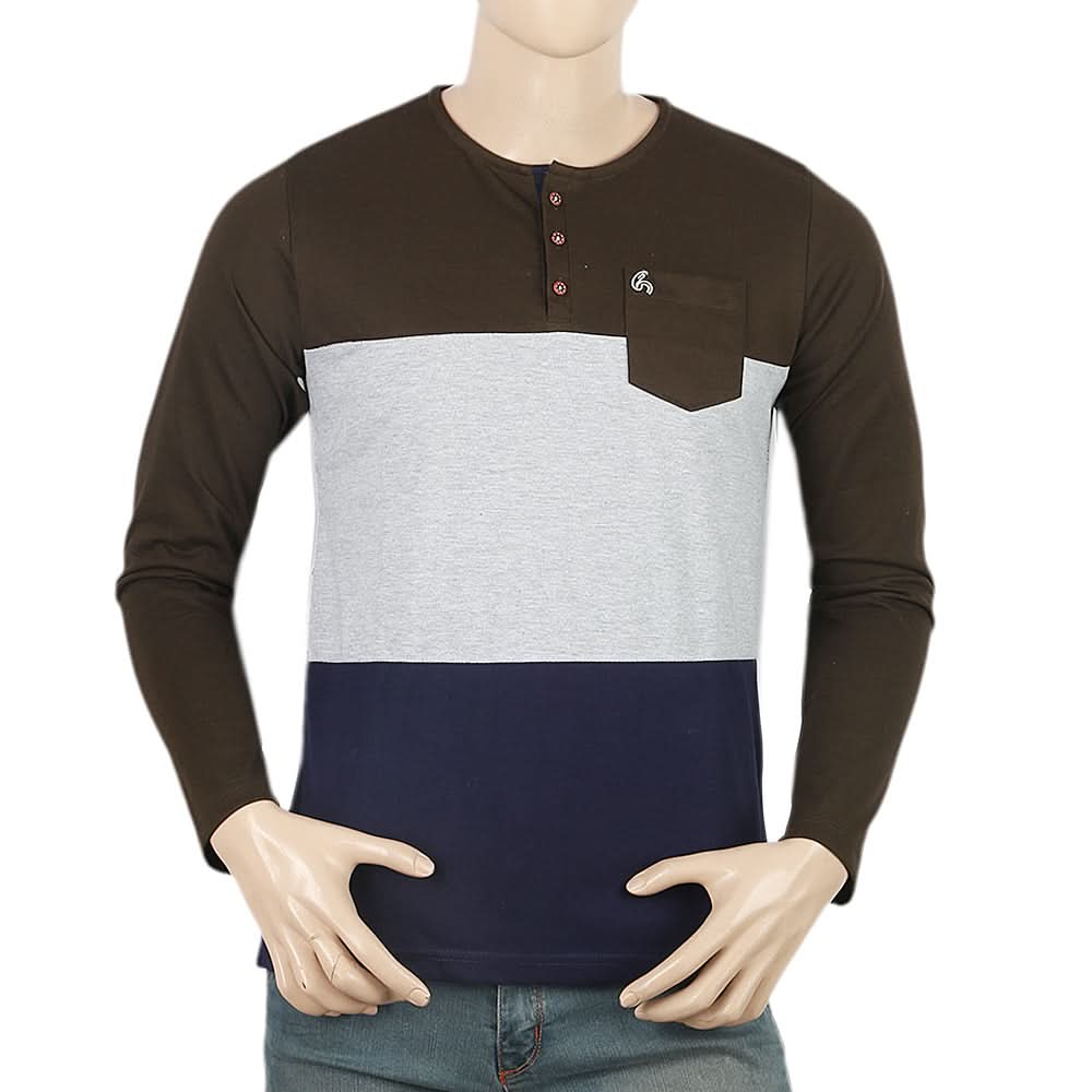 Men's Full Sleeves T-Shirt - Olive Green, Men, T-Shirts And Polos, Chase Value, Chase Value