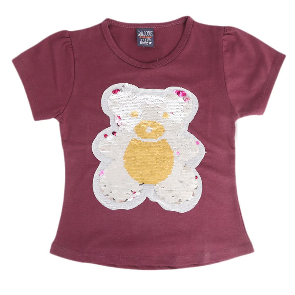 Girls H/S T.shirt seq sticker Purple, Kids, Girls T-Shirts, Chase Value, Chase Value