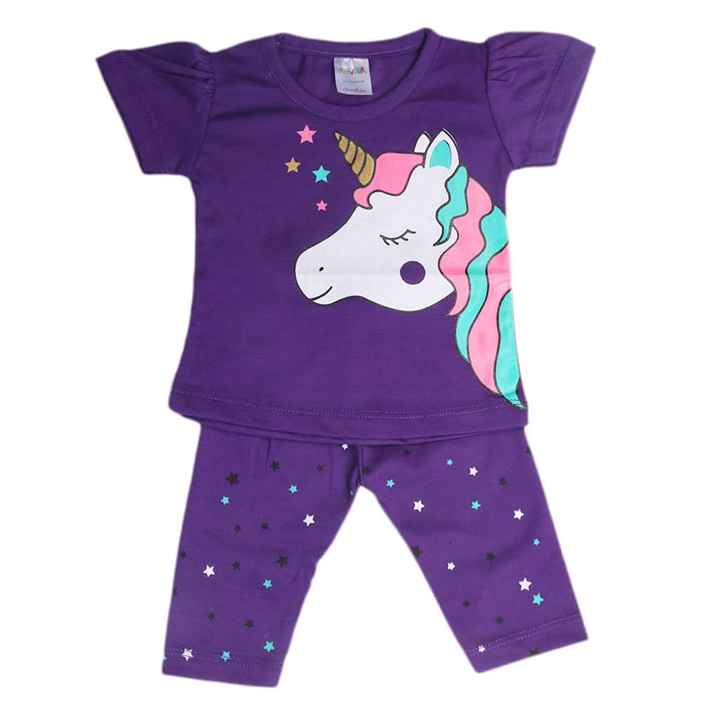 Newborn Girls Half Sleeves Suit - Purple, Kids, Newborn Girls Sets And Suits, Chase Value, Chase Value