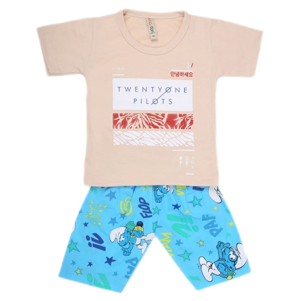 Boys Half Sleeves 2 Piece Suit - Fawn, Kids, Boys Sets And Suits, Chase Value, Chase Value