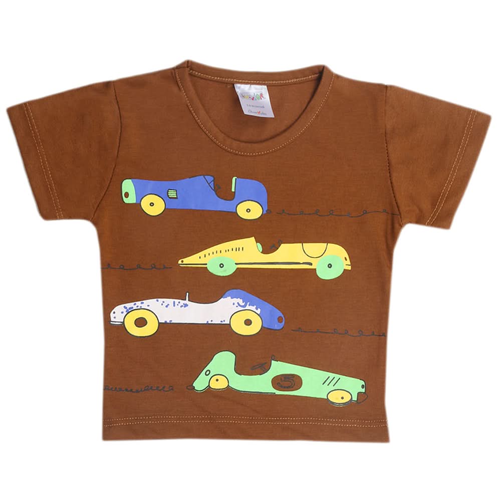 Newborn Boys Half Sleeves T-Shirt - Brown, Kids, Newborn Boys Shirts And T-Shirts, Chase Value, Chase Value