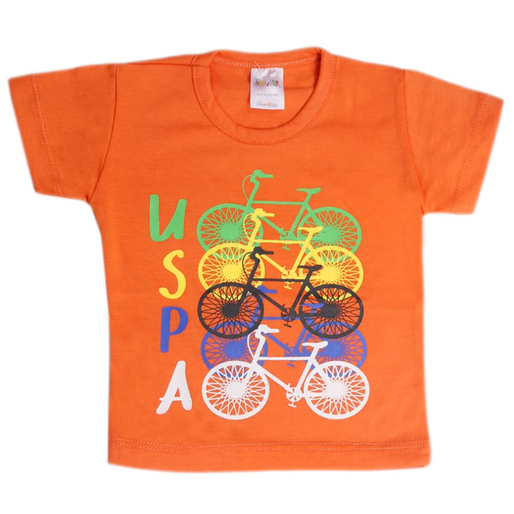 Newborn Boys Half Sleeves T-Shirt - Orange, Kids, Newborn Boys Shirts And T-Shirts, Chase Value, Chase Value