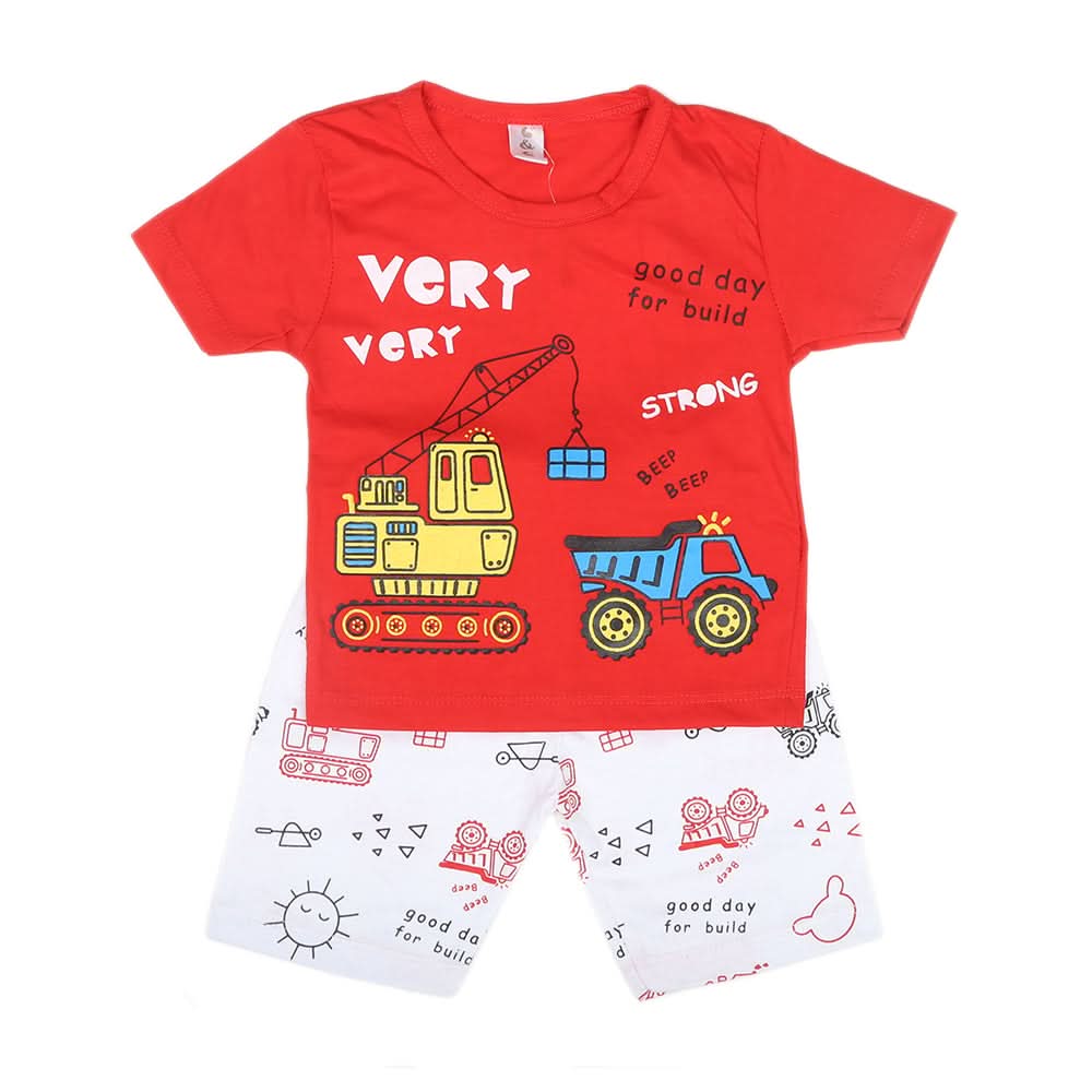 Boys Half Sleeves Short Suit SML CVC-53-Red, Kids, Boys Sets And Suits, Chase Value, Chase Value
