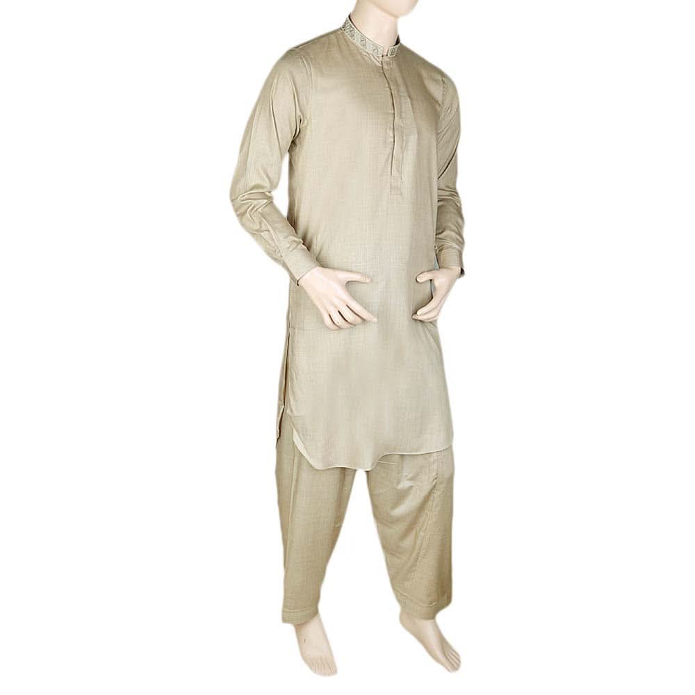 Men's Kameez Shalwar -Embroidered- Khaki, Men, Shalwar Kameez, Chase Value, Chase Value