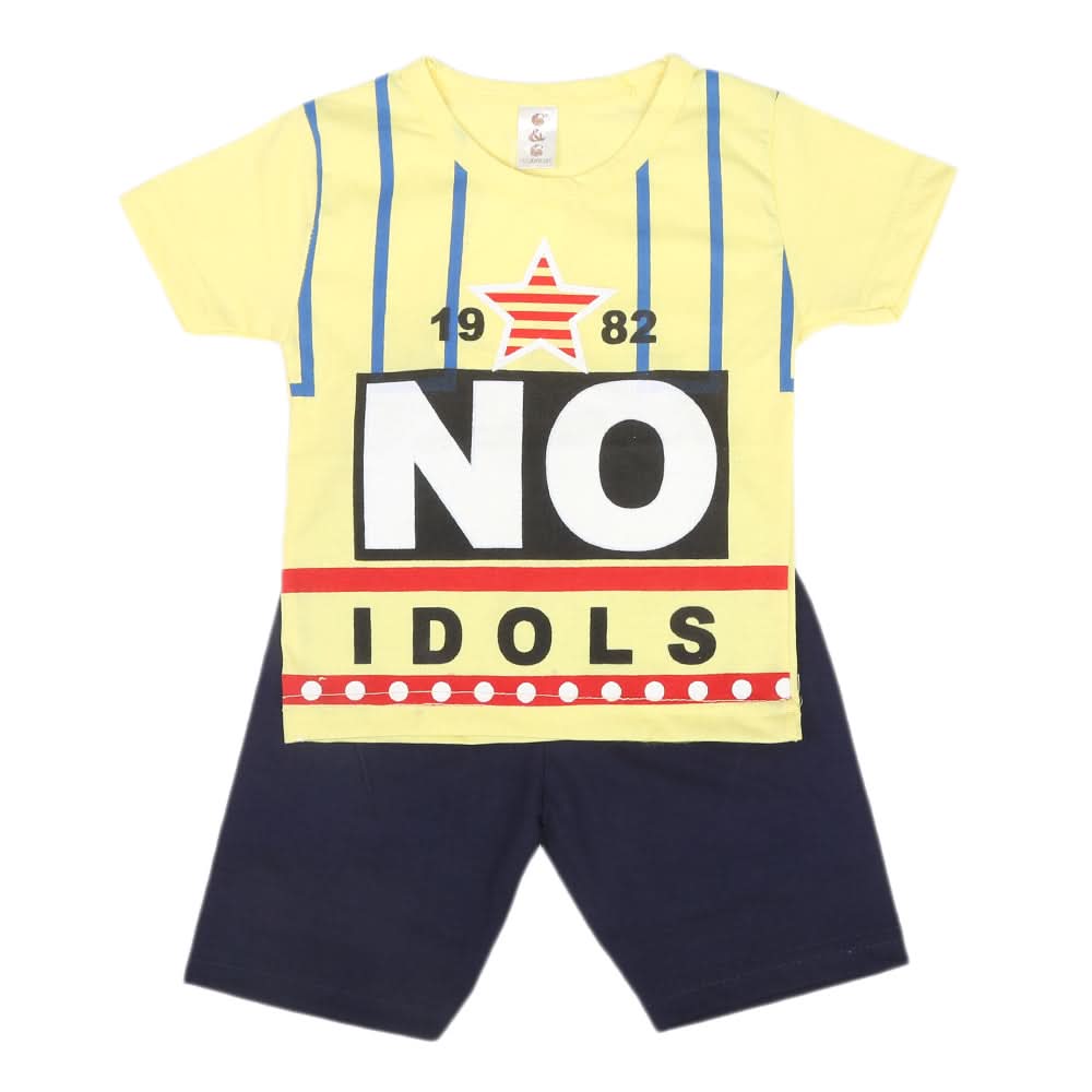 Boys Half Sleeves Short Suit SML CVC-41-Yellow, Kids, Boys Sets And Suits, Chase Value, Chase Value