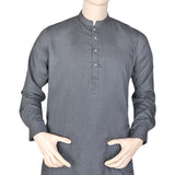 Eminent Band Collar Plain Shalwar Kameez For Men - Grey, Men, Shalwar Kameez, Chase Value, Chase Value