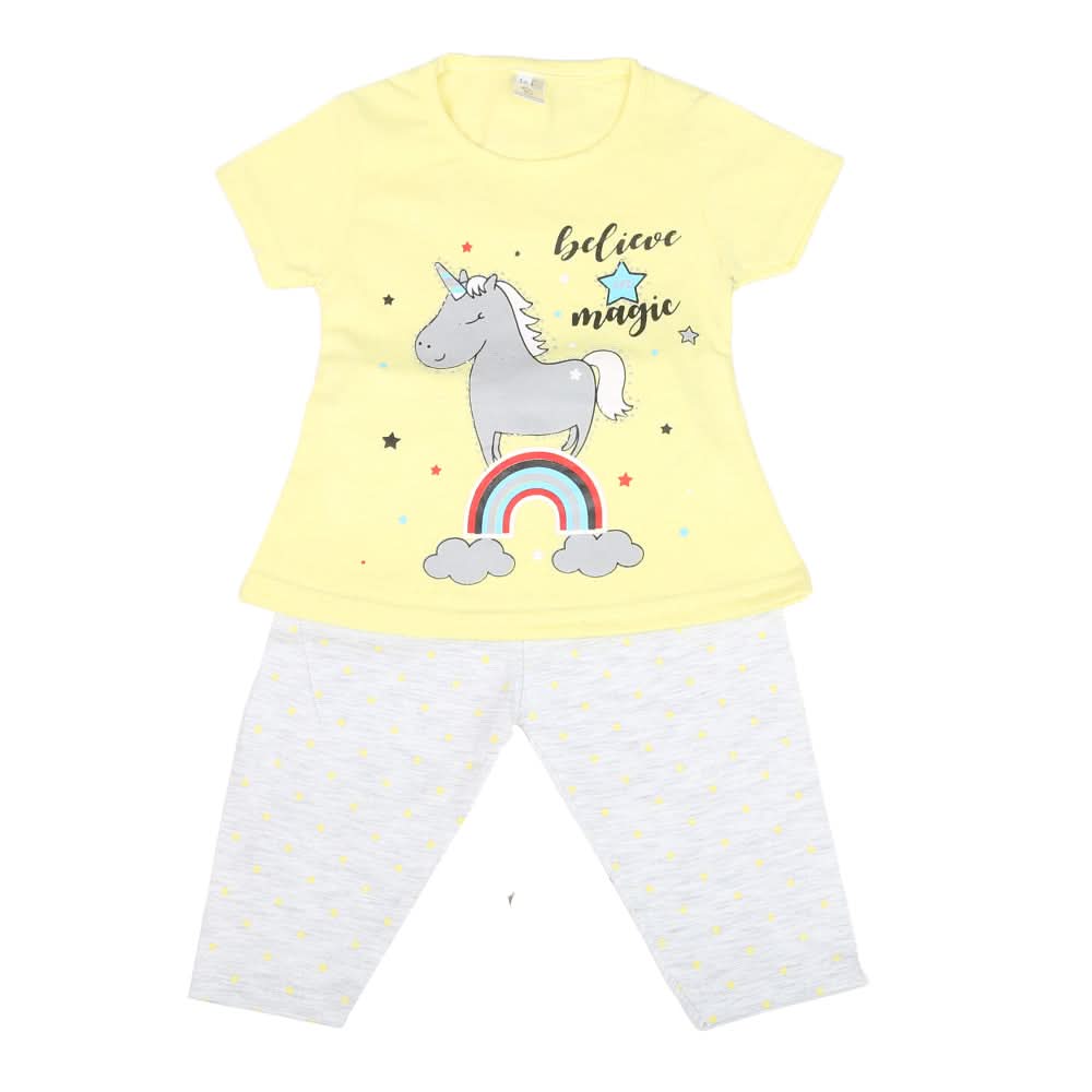 Girls Half Sleeves Tights Suits - Yellow, Kids, Girls Sets And Suits, Chase Value, Chase Value