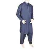 Eminent Band Collar Embroidered Shalwar Kameez For Men - Navy Blue, Men, Shalwar Kameez, Chase Value, Chase Value