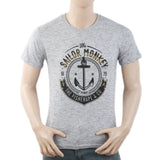 Men's Round Neck Half Sleeves T-Shirt - Light Grey, Men, T-Shirts And Polos, Chase Value, Chase Value