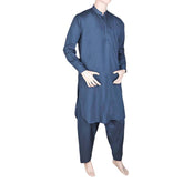 Eminent Band Collar Embroidered Shalwar Kameez For Men - Navy Blue, Men, Shalwar Kameez, Chase Value, Chase Value