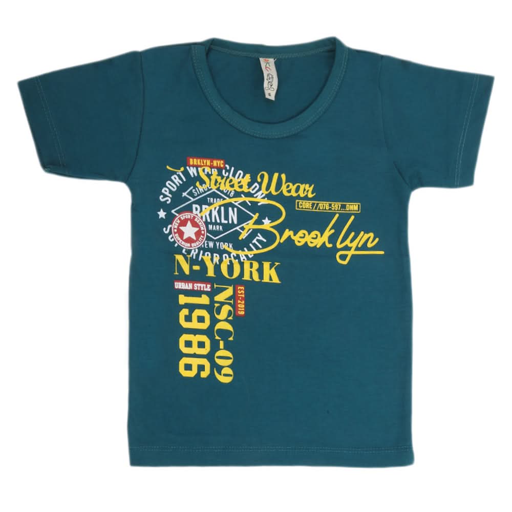 Boys Half Sleeves T-Shirt - Steel Green, Kids, Boys T-Shirts, Chase Value, Chase Value
